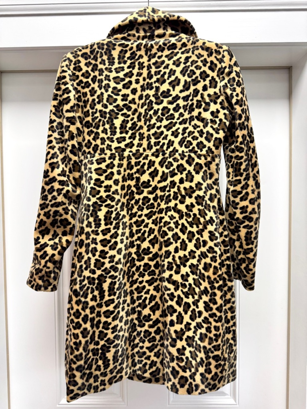 Leopard Print Faux Fur Long Trench Coat Jacket Animal Print - Picture 11 of 12